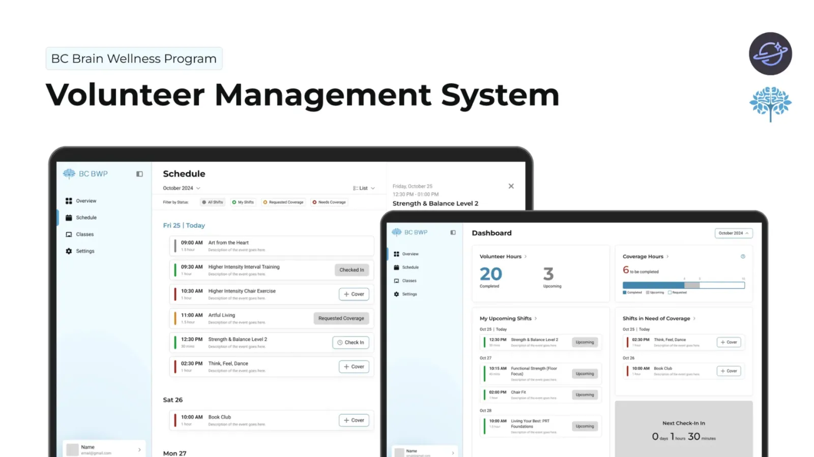 Screenshot of the Neuron volunteer management system